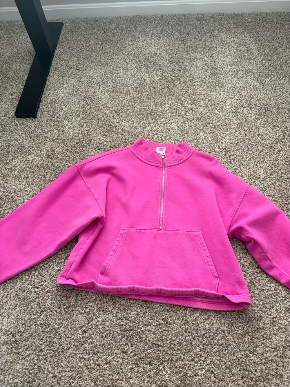 PINK Victoria's Secret Hot Pink Half-Zip Pullover Sweatshirt